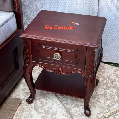 Star Enterprises Teak Wood Classic Bed Side Table BDSD-050 - Image 3