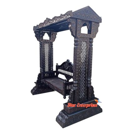 Star Enterprises Teak Wood Engraved Maharaja Swing SWG-037 - Image 2
