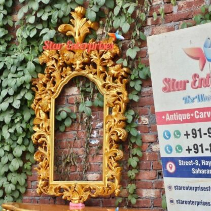 Star Enterprises Teak Wood Floral Carved Mirror Frame MF-040 - Image 2