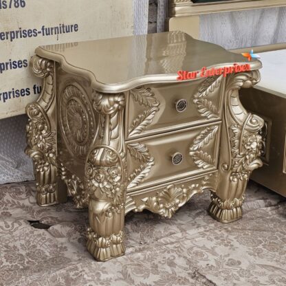 Star Enterprises Wooden Antique Carved Bedside Table BDSD-052 - Image 3