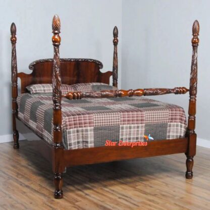 Star Enterprises Wooden Antique Carved Poster Bed CNB-030 - Image 2