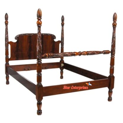 Star Enterprises Wooden Antique Carved Poster Bed CNB-030 - Image 4