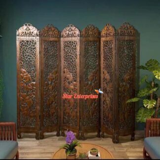 Wooden Antique Elephant Carved Room Divider