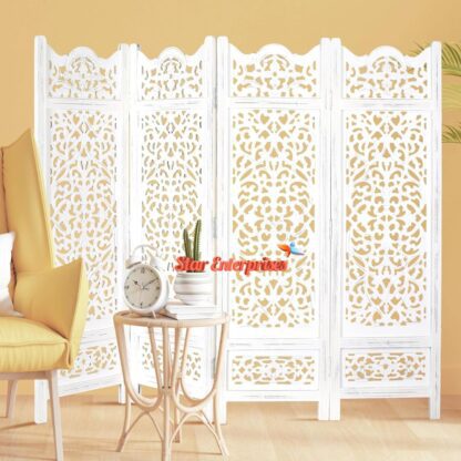 Wooden Designer Four Panel Room Divider