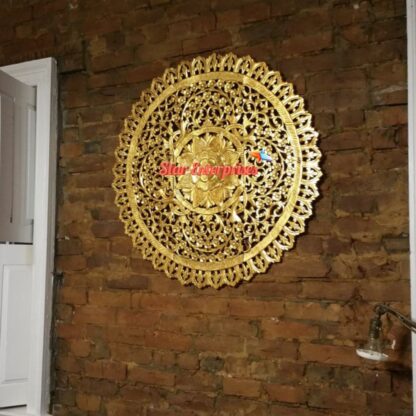 Star Enterprises Wooden Round Gold Finish Wall Art WD-017 - Image 2