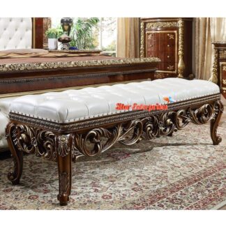 Wooden Luxury Carved Bed Bench