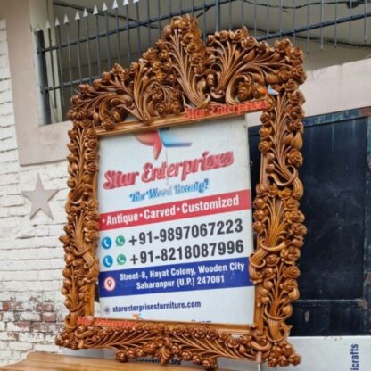 Star Enterprises Wooden Maharaja 3D Carved Mirror Frame MF-046 - Image 2
