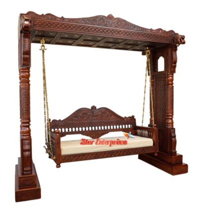 Star Enterprises Wooden Royal Carved Indoor Swing SWG-038 - Image 2
