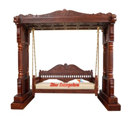 Star Enterprises Wooden Royal Carved Indoor Swing SWG-038 - Image 3