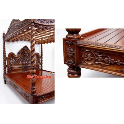 Star Enterprises Wooden Royal Carved Poster Bed CNB-032 - Image 2