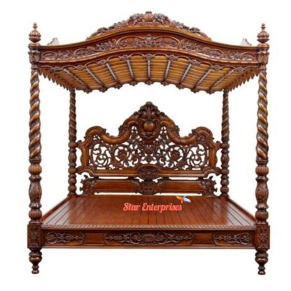 Wooden Royal Carved Poster Bed
