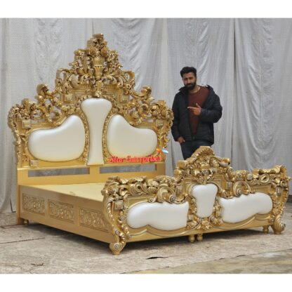 Star Enterprises Wooden Royal Maharaja Carved Bed BD-0131 - Image 2
