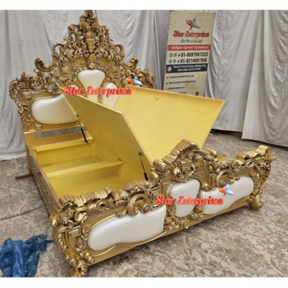 Star Enterprises Wooden Royal Maharaja Carved Bed BD-0131 - Image 3