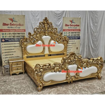 Star Enterprises Wooden Royal Maharaja Carved Bed BD-0131 - Image 7