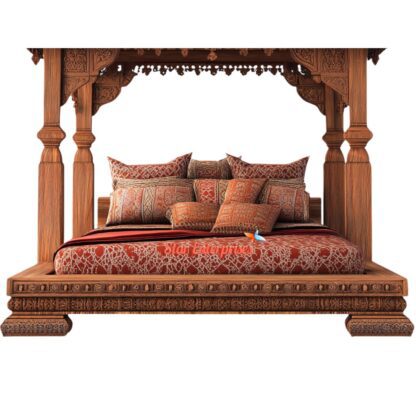 Star Enterprises Luxurious Wooden Canopy Bed With Intricate Carvings CNB-041 - Image 2