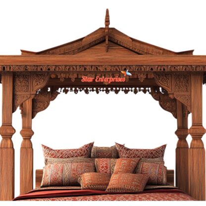Star Enterprises Luxurious Wooden Canopy Bed With Intricate Carvings CNB-041 - Image 3
