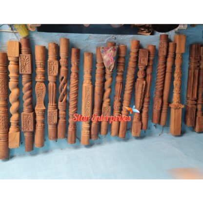 Star Enterprises Solid Teak Wood Carved Pillars PIL-051 - Image 3
