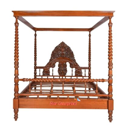 Star Enterprises Solid Teak Wood Designer Poster Bed CNB-042 - Image 4