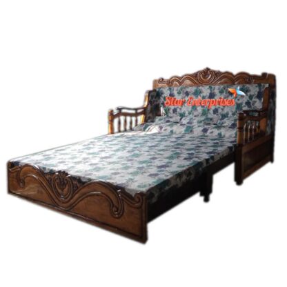 Star Enterprises Solid Wood Carved Sofa Cum Bed SCB-011 - Image 2