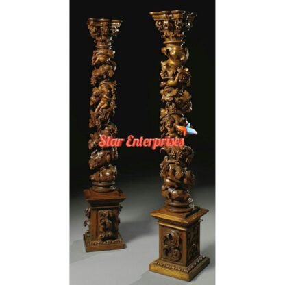 Star Enterprises Solid Wood Hand Carved Pillars PIL-043 - Image 3