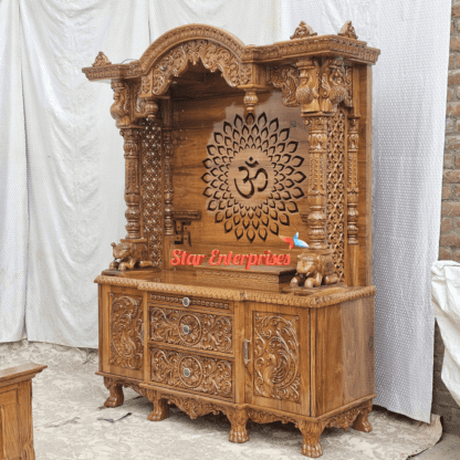 Star Enterprises Teak Wood Antique Carved Pooja Temple TMP-040 - Image 2