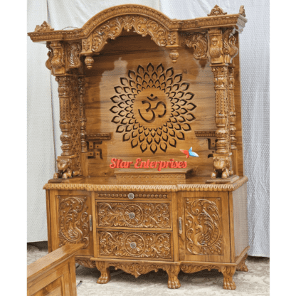 Star Enterprises Teak Wood Antique Carved Pooja Temple TMP-040 - Image 3