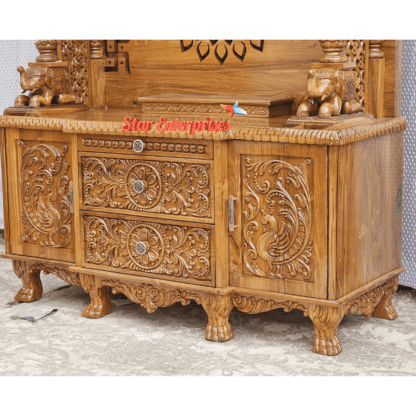 Star Enterprises Teak Wood Antique Carved Pooja Temple TMP-040 - Image 5