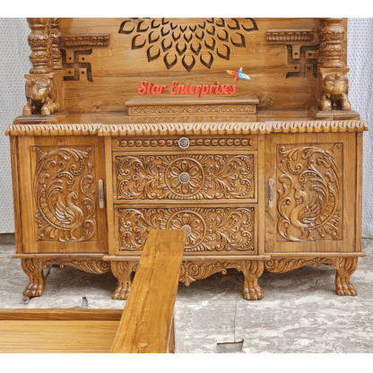 Star Enterprises Teak Wood Antique Carved Pooja Temple TMP-040 - Image 7