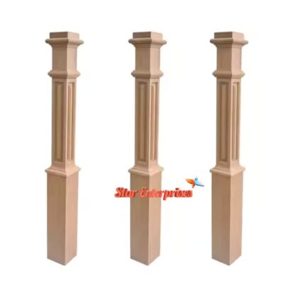 Star Enterprises Teak Wood Natural Polish Stair Pillars PIL-033 - Image 2