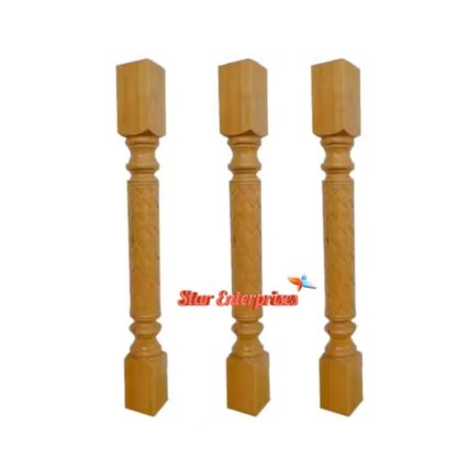 Star Enterprises Teak Wood Natural Polish Stair Pillars PIL-033 - Image 3