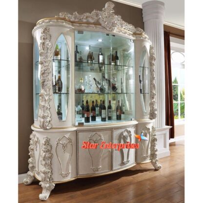 Teak Wood Royal Carved Crockery Unit