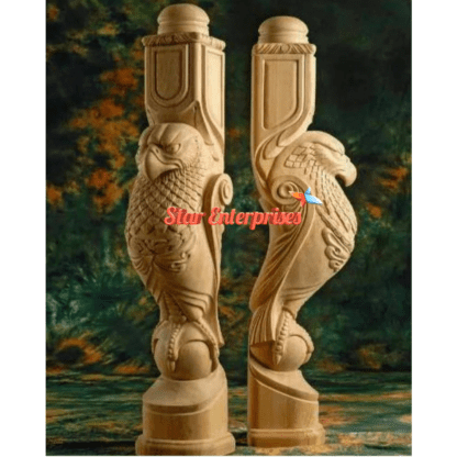 Star Enterprises Wooden Antique Carved Eagle Shaped Pillars PIL-036 - Image 3