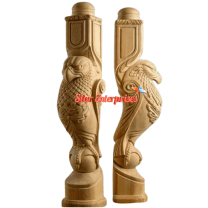Star Enterprises Wooden Antique Carved Eagle Shaped Pillars PIL-036 - Image 2