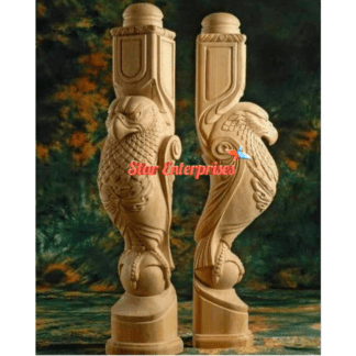 Wooden Antique Carved Eagle Shaped Pillars