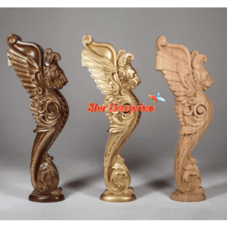 Wooden Antique Carved Lion Shaped Pillars (2)