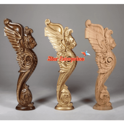 Wooden Antique Carved Lion Shaped Pillars (2)