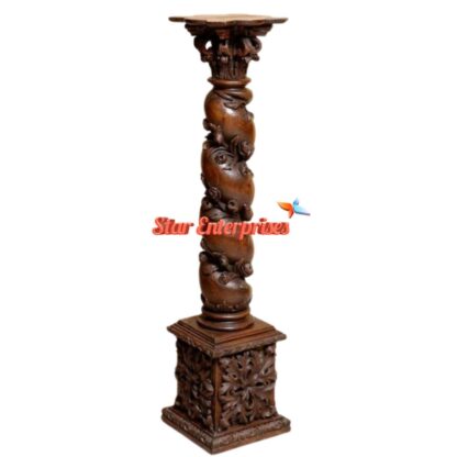 Star Enterprises Wooden Antique Carved Pillar PIL-046 - Image 2