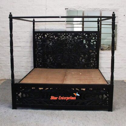 Star Enterprises Wooden Antique Carved Poster Bed CNB-036 - Image 2