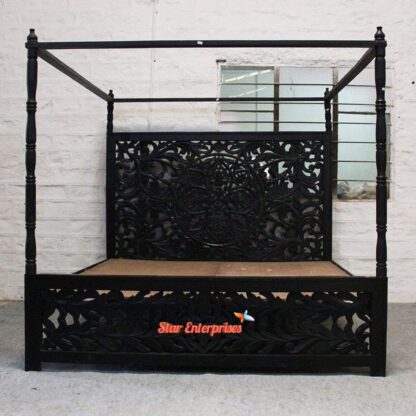 Wooden Antique Carved Poster Bed