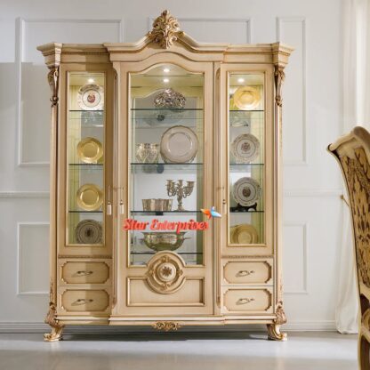 Wooden Designer Carved Crockery Cabinet
