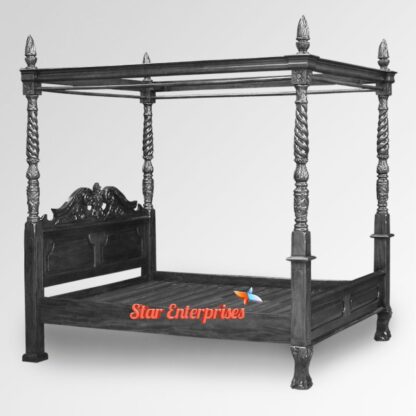 Star Enterprises Wooden Designer Four Poster Bed CNB-054 - Image 2