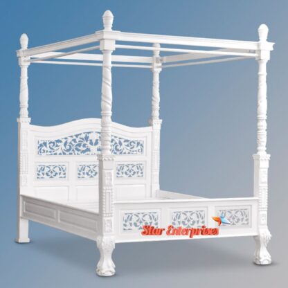Star Enterprises Wooden Designer Four Poster Bed CNB-053 - Image 3