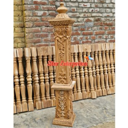 Star Enterprises Wooden Handcrafted Master & Railing Pillars PIL-047 - Image 2