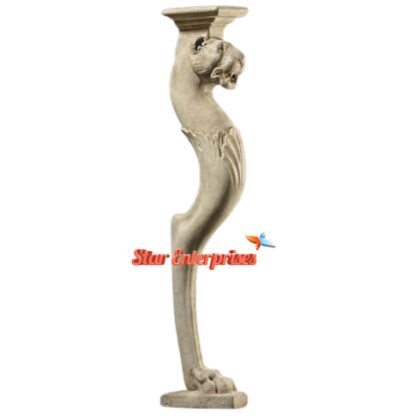 Star Enterprises Wooden Lion Shape Carved  Pillar PIL-045 - Image 2