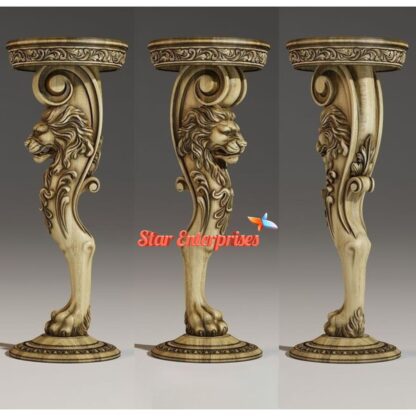 Star Enterprises Wooden Lion Face Carved Pillars PIL-052 - Image 3