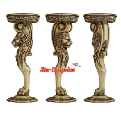 Star Enterprises Wooden Lion Face Carved Pillars PIL-052 - Image 2