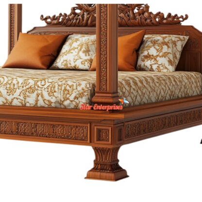 Star Enterprises Wooden Luxury Carved Poster Bed CNB-040 - Image 3