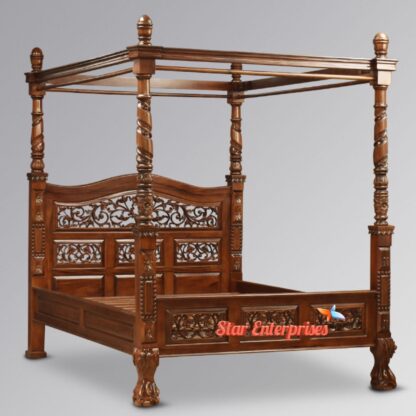 Star Enterprises Wooden Luxury Four Poster Bed CNB-051 - Image 4