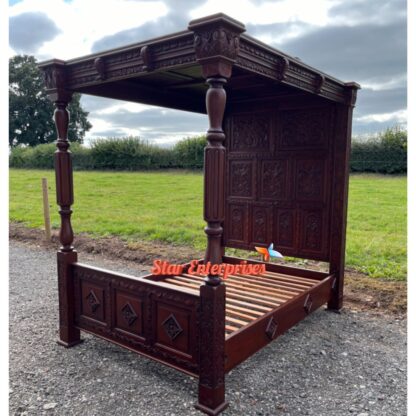 Wooden Traditional Carved Poster Bed