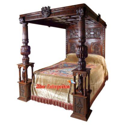 Star Enterprises Wooden Victorian Style Poster Bed CNB-047 - Image 2